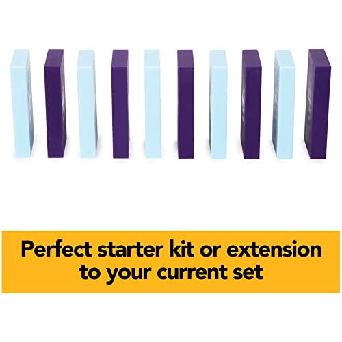 Spin Master Games H5 Domino Creations Blue & Purple Classic Dominoes Set | Design, Build, & Topple, Develops Motor & STEM Skills, Learn to Make Domino Art, 60 Easy-to-Read Tiles, 1+ Players, Ages 5+ - color: Blue