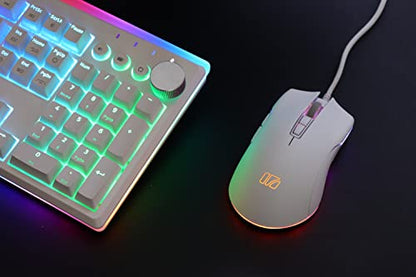 i-rocks M31E RGB Wired Gaming Mouse : 6400 DPI Optical Sensor - 60 Million Click lifespans - Compatible Software - 7 Programmable Buttons - Plain White - color: White