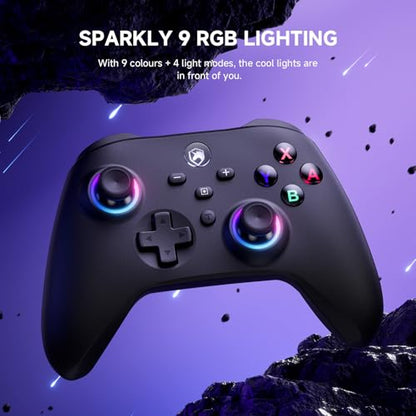 ECHTPower Switch 2 Controller, 2025 Wireless Controller with RGB/Macro/Shift/Turbo/Vibration, 1000mAh Bluetooth Controller Compatible with Switch/Switch 2/PC/Adroid/iOS - color: Dark