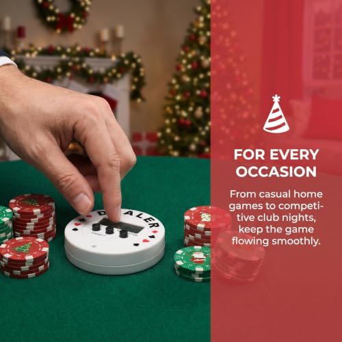 Digital Poker Timer and Dealer Button, Professional Blind Level Countdown Clock with Suit Patterns, Large LCD Display Electronic Timer for, Home Card Game and Tournaments