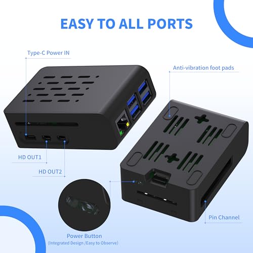 TRASKIT Basic kit for Raspberry Pi 5 RAM 8GB Included PI5 Case,5.1V 5A Power Supply,Active Cooler and Pi 5 8GB Single Board