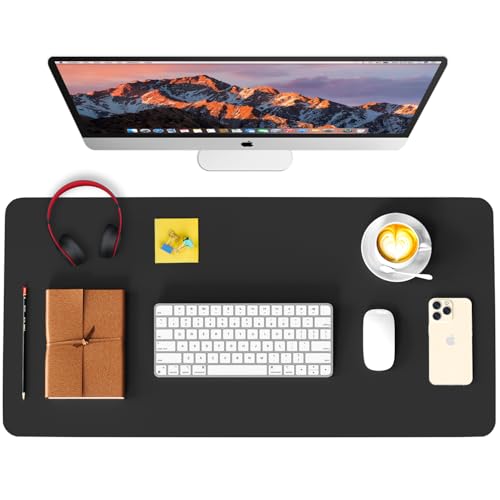 Leather Desk Pad Protector, Waterproof Mouse Pad, PU Desk Mat, Office Desk Cover, Desk Writing Mat for Office/Home/Work/Cubicle (Black) 35.4x17 in - color: Black, size: 17" x 35.4"