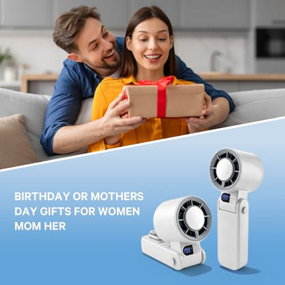Handheld Portable Turbo Fan with Ice Cooler Personal Cooling Device | 199 Speeds,Digital Display, Up to 12H Runtime, Rechargeable Powerful Mini Personal Fan for Travel/Concerts/Sport Events/Gifts - color: White