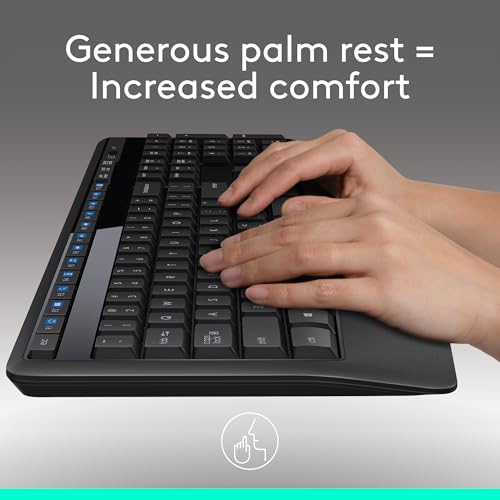 Logitech MK345 Wireless Keyboard and Mouse Combo with Palm Rest, 2.4 GHz USB Receiver, Compatible with PC, Laptop, Black - style: Combo