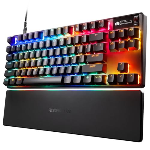 SteelSeries Apex Pro TKL Gen 3 Gaming Keyboard - OmniPoint 3.0 Analog Magnetic Switches, Quickset Auto-Presets (Rapid Trigger, Rapid Tap/SOCD, Protection Mode), OLED, RGB, PBT Keycaps, USB-C, Black - color: Black, size: Pro TKL, style: Gen 3 Wired