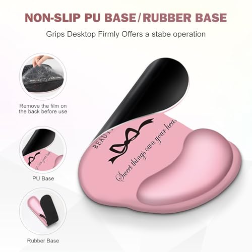 Gaming Mouse Pad, Large Desk Mat, 4in1 XXL Mousepad Cute Desk Pad Protector | Keyboard Wrist Rest+Mouse Wrist Rest+Coaster Set with Ergonomic Desk Pad for Home Office Table Computer, Pink Pretty Bow - color: Pink Pretty Bow
