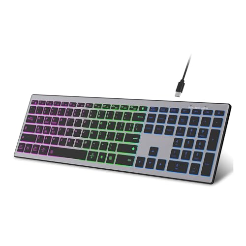 Cuifati 110 Keys RGB Backlit Wireless Keyboard with 7-Color Customizable Lighting and Silent Scissor Switches