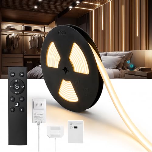 VST 16.4ft Smart Silicone Recessed LED Strip for Wood Slat Wall Panels, 24V | 2700K-6500K Tunable White, Alexa/App/RF Smart Control, Cut-to-Fit Continuous Strip with Quick Connectors for Custom Layouts - color: Smart Control