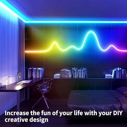 segrass 16.4FT Neon Rope Light,Flexible Led Rope Lights Control with App/Remote,Multiple Mode Rope Lights,IP65 Outdoor RGB Led Neon Lights Waterproof,Music Sync Gaming Led Neon Light Strip for Bedroom - size: 16.4FT