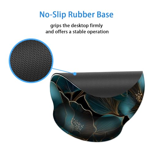 Mouse Pad with Wrist Support, Ergonomic Mouse Pad with Memory Foam Wrist Rest Cushion, Non-Slip Rubber Base Gaming Mice Pad for Home Office Computer Laptop,Gold Green Plants - color: Gold Green Plants