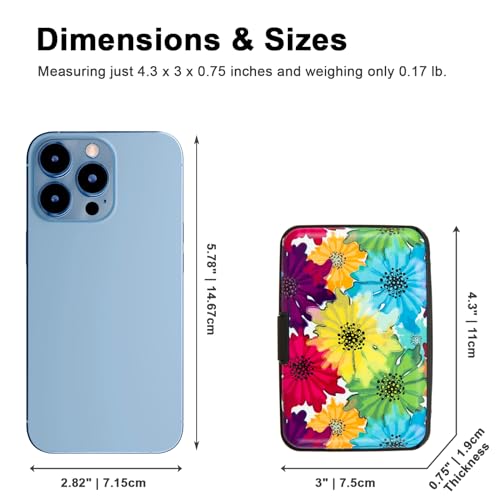 Credit Card Holder, Metal Card Wallet RFID Blocking Mini Slim Aluminum Business Hard Card Case for Women Men (Motley Floral) - color: Motley Floral