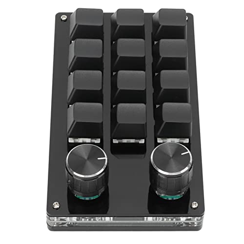 Macro Keyboard One Handed Macro Mechanical Keyboard 12 Key Multifunction DIY Programmable Keypad for Office Gaming Lab Macro Mechanical Keyboard (Black) - color: Black