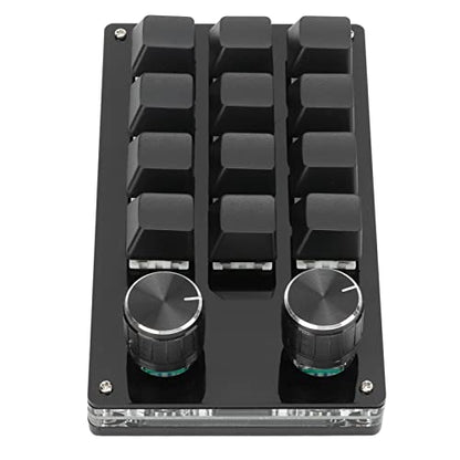 Macro Keyboard One Handed Macro Mechanical Keyboard 12 Key Multifunction DIY Programmable Keypad for Office Gaming Lab Macro Mechanical Keyboard (Black) - color: Black
