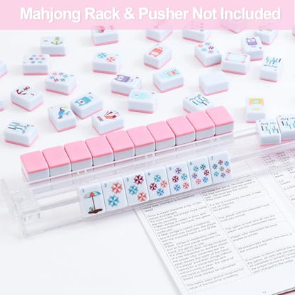 160 Pink Printed American Mahjong Game Set with Carrying Bag and Accessories, 1.2’’ Mahjong Tiles Set - style: 3-Pink