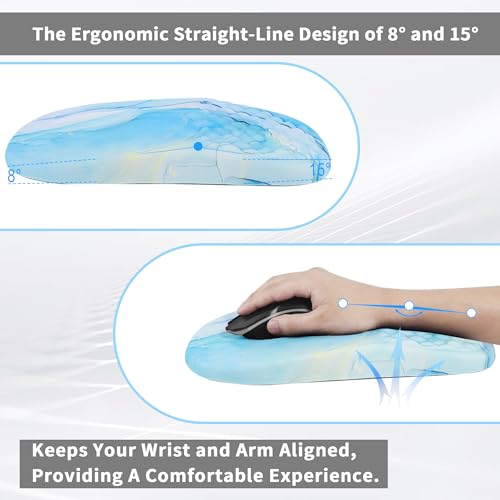 Ergonomic Mouse Pad with Wrist Rest Support, Non-Slip Mouse Pads, Suitable for Home or Office use (Blue) - color: Blue