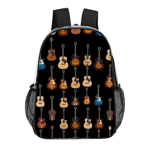 Heavy Duty Transparent Clear Backpack for Stadium Concert Travel | Heavy Duty, Guitar Musical, See Through Daypack - color: Pattern (511)