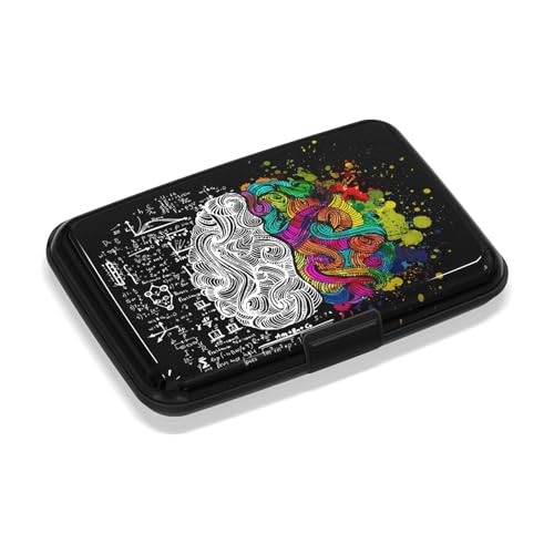 Credit Card Holders, Metal Card Wallet RFID Blocking Slim Aluminum Business Hard Cards Cases for Women Men, Brain Graffiti - color: Brain Graffiti
