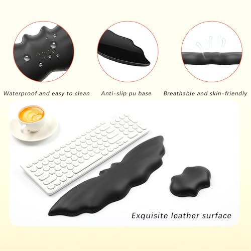 Keyboard Wrist Rest - Soft Leather Halloween Bat Wrist Pad | Mouse Wrist Rest with Non-Slip Base, Wrist Pad for Keyboard,Arm Rest for Desk Computer Laptop Mac Gaming Office Black - color: Black
