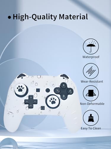 Case for Nintendo Switch 2 Pro Controller,UYRUREL Premium Sillence Material,Shock-Absorbing and Anti Drop Protection Soft Shell,with Stickers and Thumb Grips,White. - color: White