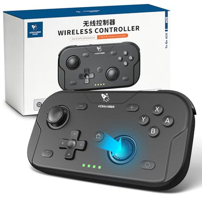 AceGamer Wireless Pocket Controller for Nintendo Switch/Switch 2/Android/iOS/PC/Steam Deck/Phone,1000Hz Polling Rate, Bluetooth Controller with Lift-and-Lock Joysticks/6-Axis Gyroscope/Turbo/Vibration (Black) - color: Black, size: Small
