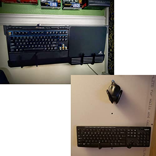 2 Pack Universal Keyboard and Mouse Wall Mount Storage Organizer, Keyboard & Mouse Wall Clip Wall Hanger Wall Display Storage Holder Keyboard Stand - No Keyboard No Mouse - No Falling