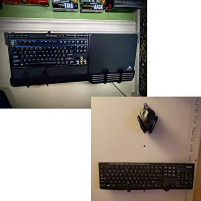 2 Pack Universal Keyboard and Mouse Wall Mount Storage Organizer, Keyboard & Mouse Wall Clip Wall Hanger Wall Display Storage Holder Keyboard Stand - No Keyboard No Mouse - No Falling