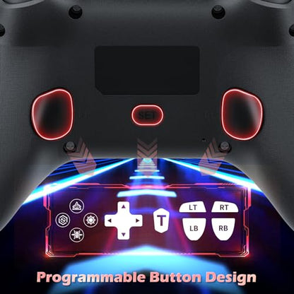 Gamrombo Wireless Controller for PS5/PS5 Pro/PS5 Slim with 2.4G Adapter, Compatible with PS4/Switch/Windows, Dual Vibration/Macro/Turbo Function, 3.5mm Audio Jack - color: Black