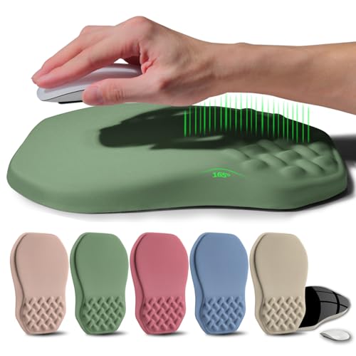 Ergonomic Raised Mouse Pad Wrist Support with Bilateral Slope Memory Foam Mousepad for Wrist Rest and Carpal Tunnel Pain Relief 11.8x7.9〃 Green - color: Green