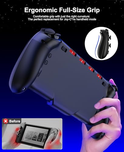 Gammeefy Switch Controller – Hall Effect Joysticks & Enhanced Grip – One Piece Switch Joypad Replacement Switch Pro Controller with 8-Color RGB Lighting, Turbo, Macros - Black, 6.2"/7" - color: Black, size: 6.2"/7"