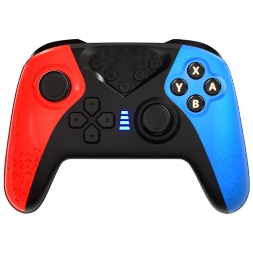 SZYUYU Switch Controller for Nintendo Switch,Switch Pro Controller for Switch/OLED/Lite/PC with 7 Colors LED Light/3-level TURBO Adjustable,4-Speed Dual Vibration,Support Wake Up and Gyro Axis Motion (Black Red) - color: Black Red