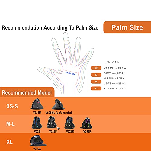 J-Tech Digital Ergonomic Left Hand Mouse with Wireless Connection, AA Battery, 2.4GHz Nano Transceiver, 800, 1200, 1600, 2400 Adjustable DPI; Compatible with Windows and MAC OS [V628ML] - size: Wireless Ergonomic Left Hand Mouse
