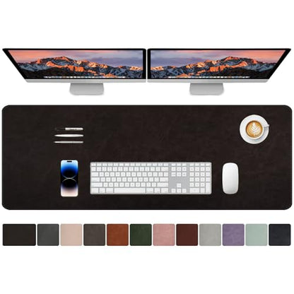 CHEERYGOO Faux Leather Desk Mat - Waterproof Mouse Pad, Non-Slip PU Leather Blotter, Writing Surface for Office and Home 47"x17" XXL Black - color: Black, size: 47" x 17"
