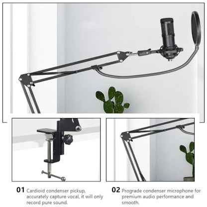USB Streaming Microphone Cardioid Condenser Microphone for Recording Gaming Podcasting Broadcasting and Home Studio with Volume Control Knob for Pc and Laptop Use