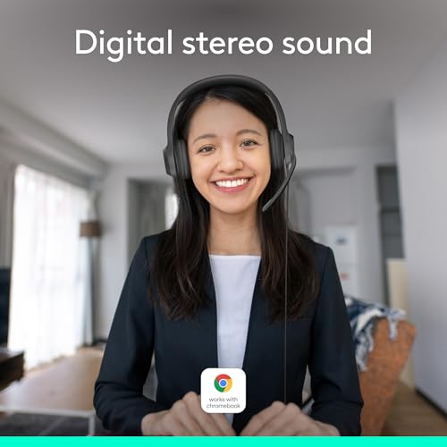 Logitech H390 Wired Headset PC/Laptop Stereo Headphones - Black | For PC/Laptop, stereo headphones, microphone, in-line controls, works with Chromebook - color: Black, style: USB-A