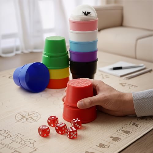 Dice Up! 10 Player Game Set, Liar’s Dice, Poker, Mexico, Colorful, Durable, Sustainable PLA, Party Game, Gift Idea, Interlocking Travel Game, 50 x 16mm Die - color: Multi