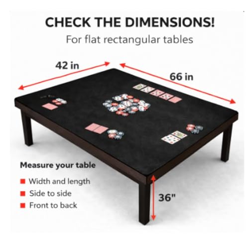 Board Game Mat 42 x 66 Inches, Table Cover for Mahjong, Poker, Playing Cards, Tile Games, Dominoes, and RPG - Neoprene Gaming Playmat, Water Resistant Tabletop with Carrying Bag - Black - color: Black, size: Rectangle 42 x 66 inches