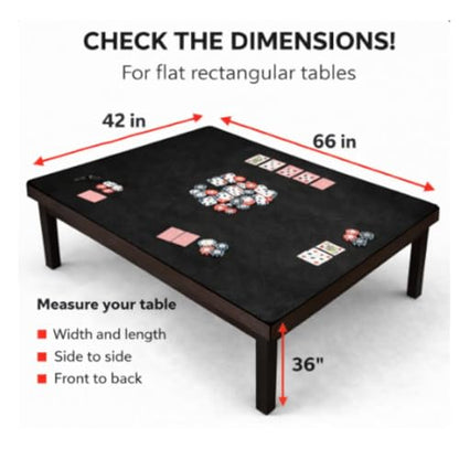 Board Game Mat 42 x 66 Inches, Table Cover for Mahjong, Poker, Playing Cards, Tile Games, Dominoes, and RPG - Neoprene Gaming Playmat, Water Resistant Tabletop with Carrying Bag - Black - color: Black, size: Rectangle 42 x 66 inches