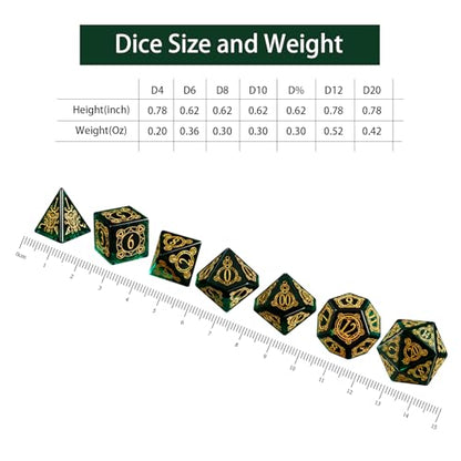 LUCKY-M Glass Dice DND Set, Polyhedral Crystal Glass Dice D&D for Dungeons and Dragons, with Case for RPG MTG Tabletop Games Men & Women Gift(PF-Green) - color: Pf-green