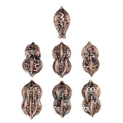 7-Piece Metal Dice Set DND Dice with Dragon Claw Design - Perfect for Dungeons & Dragons RPG Tabletop Role-Playing Games - color: Dragon Claw-ancient Copper