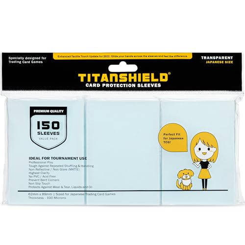 TitanShield (150 Sleeve/Clear) Small Japanese Sized Trading Card Sleeves Deck Protector for Yu-Gi-Oh, Cardfight!! Vanguard & Photocards - color: Clear