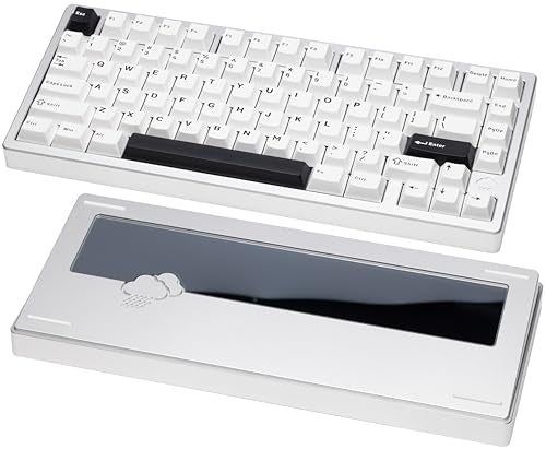 KEEBMONKEY WOBKEY Rainy 75 CNC Aluminum HMX/JWK/Cocoa Switches Triple-Mode Connectivity Mechanical Keyboard with Superior Acoustics, No RGB/PP/Mirrored Glass/3500mAh/Violet Switch (Lite - Silver) - style: Lite - Silver