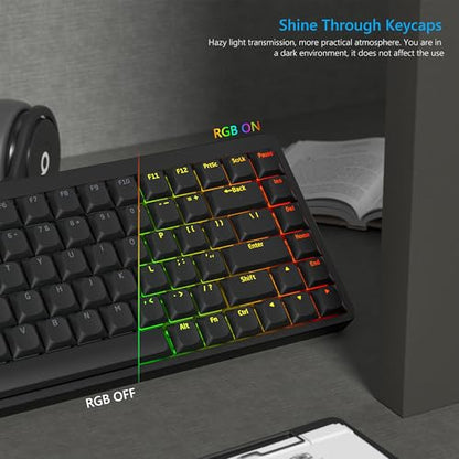 Womier Low Profile Keycaps for Mechanical Keyboard, Shine Through Keycaps | PBT Black Custom Key caps 60% 65% 75% 96% 100% for Cherry Gateron MX Switches, Black Backlight - color: Black