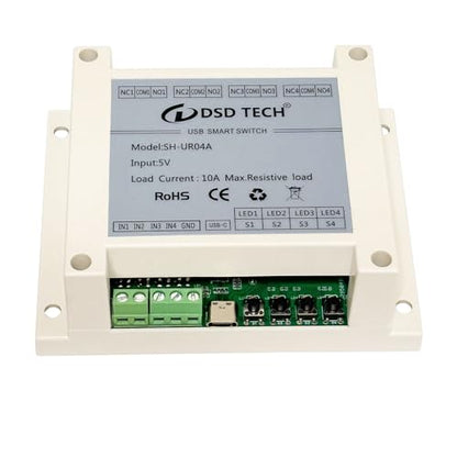 DSD TECH SH-UR04A 4-Channel USB Powered Relay Module for PC & Mac(4CH) - size: 4CH