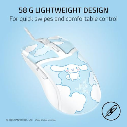 Razer Cobra Wired Gaming Mouse, 58g Lightweight, Cinnamoroll Edition | Gen-3 Optical Switches, Chroma RGB Lighting Underglow, 8500 DPI Optical Sensor, 100% PTFE Mouse Feet, Speedflex Cable - color: Cinnamoroll Edition