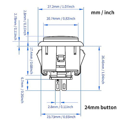 Qanba Gravity KS Mechanical Shafts Silent Pushbutton 24mm Snap-in (Boxed (Clear Blue E01(12 pcs) - color: Clear Blue E01(12 pcs）