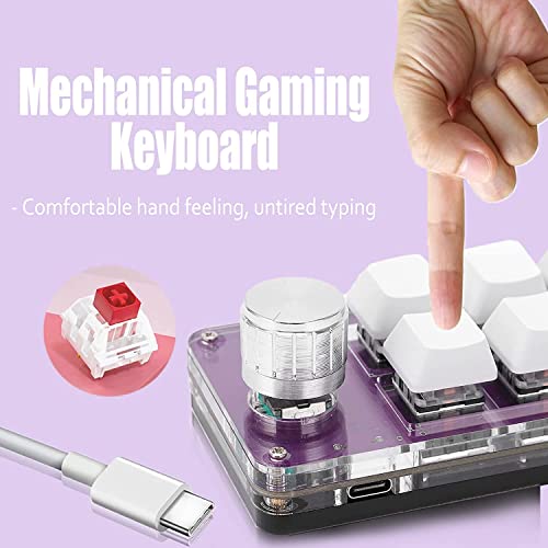 Cuifati 6-Key Mini Keypad One Handed Mechanical Gaming Keyboard, Multifunctional Shortcut Programmable Macro Keyboard, with Knob, Plug and Play, for, for Vista, for Linux, for