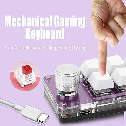 Cuifati 6-Key Mini Keypad One Handed Mechanical Gaming Keyboard, Multifunctional Shortcut Programmable Macro Keyboard, with Knob, Plug and Play, for, for Vista, for Linux, for