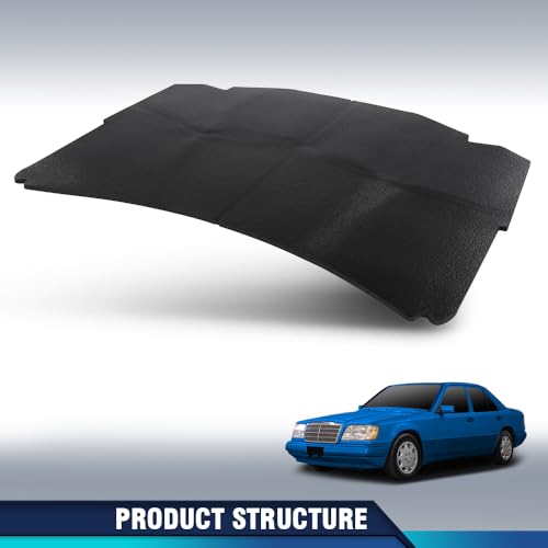 PIT66 Hood Insulation Pad w/o Holes Compatible with Benz W124 E Class 1990-1995 / 300CE 300E 300TE 1990-1993 / 400E 500E 1992-1993 / E320 E420 1994-1995 / E500 1994 1246820726 Black - style: 1990-1995 Benz W124 E Class w/o Holes