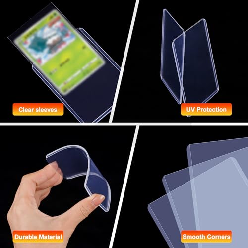 400 Card Sleeves, Clear Hard Sleeves for Cards, 3"X4" Baseball Card Sleeves, Hard Plastic Card Protectors for Trading Sports Football Game Cards (200 Hard Sleeves+200 Penny Sleeves) - size: 200 pcs + 200 pcs Clear