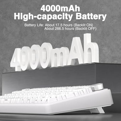 AULA F75 Pro Wireless Mechanical Keyboard with Knob,75% Hot Swappable Custom Gaming Keyboards,RGB Backlit,Pre-lubed Switches,Side Printed PBT Keycaps Creamy Sounding Computer Keyboard, Line White - color: F75 Pro-Line White